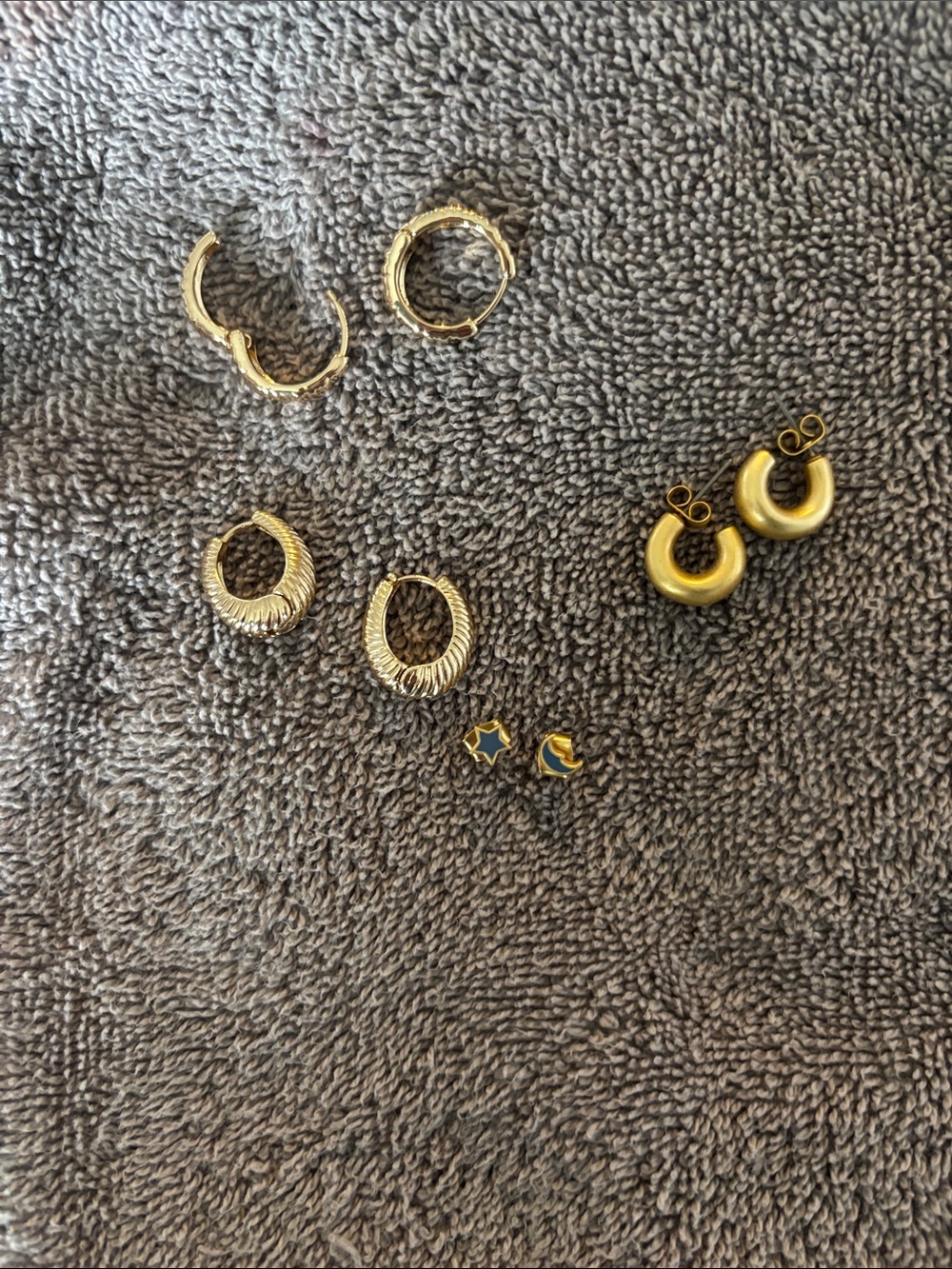 Gold Tone Mixed Hoop and Stud Earring Set - Women's Jewelry